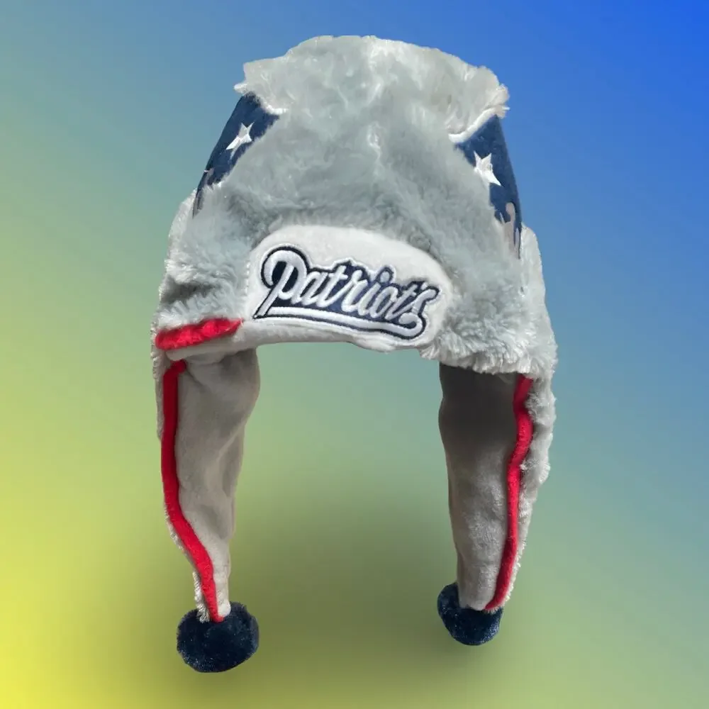 New England Patriots Trapper Hat Forever Collectibles Faux Fur Ushanka Pom